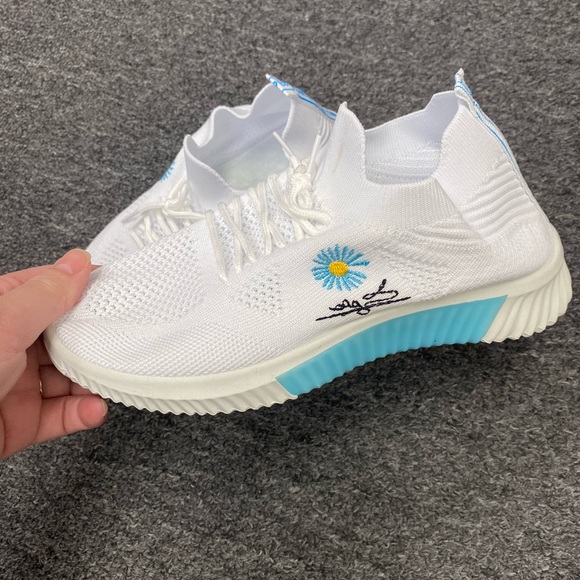 White Sneakers with Blue Accents - Picture 2 of 3